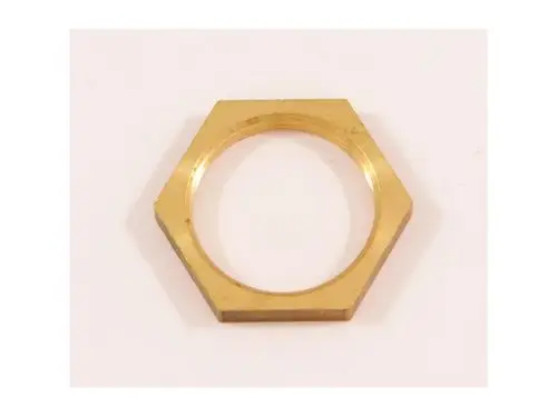 Sechskantmutter aus Messing auf weißem Hintergrund, geeignet für den Einsatz in Produkten der Marke Ideal Standard, zur Verbindung von Bauteilen.